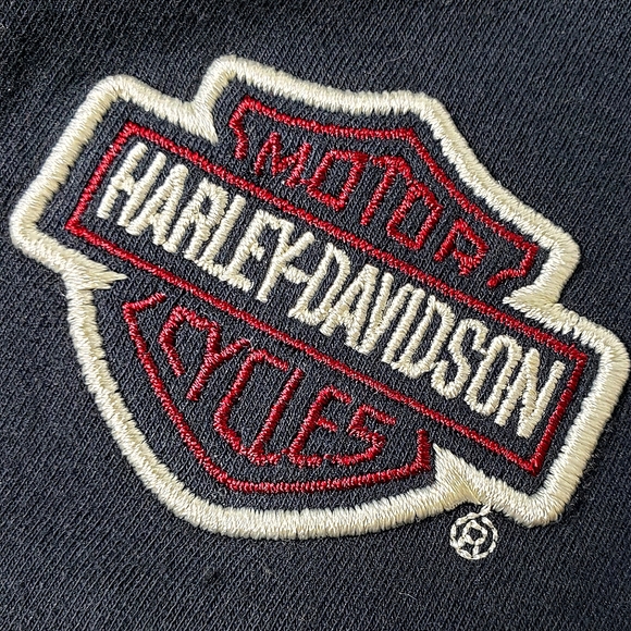 Harley Davidson Quarter Zip Colorblock Embroidered Applique Patch Hog Tee - Picture 6 of 12